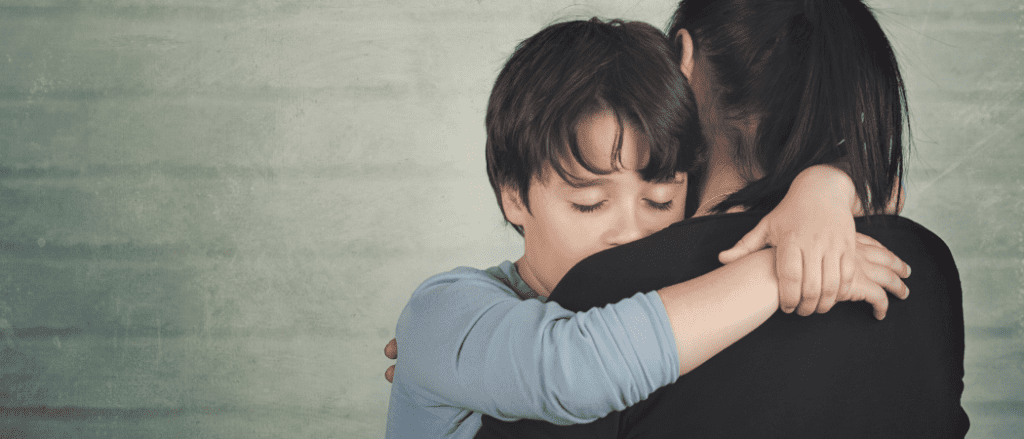 Parent comforting child