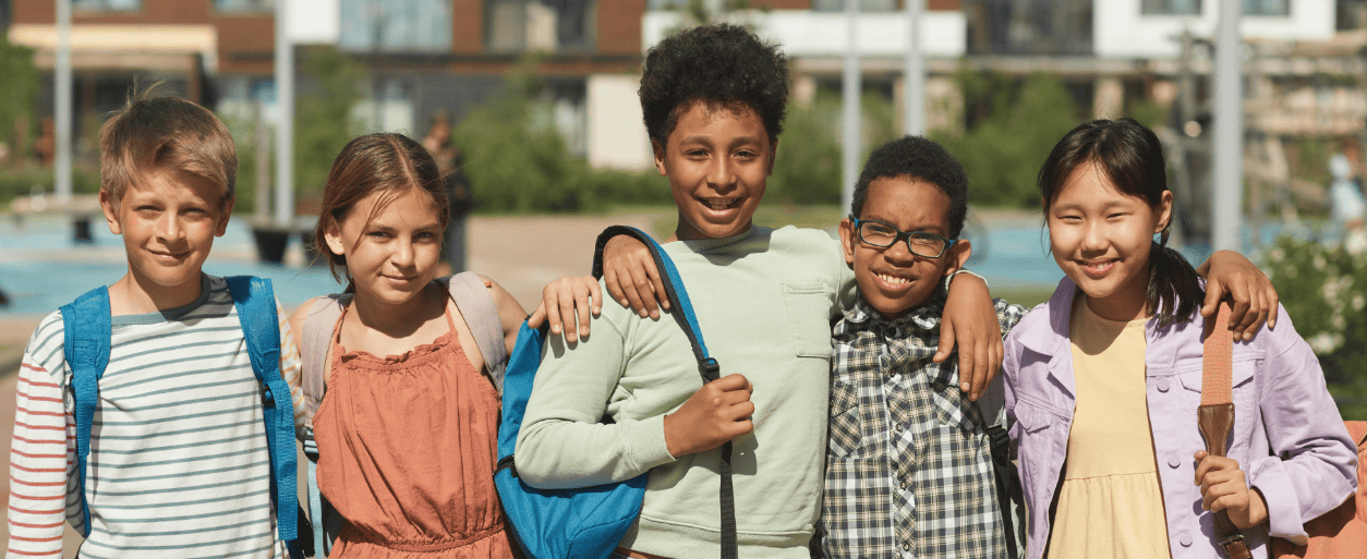 school children smiling